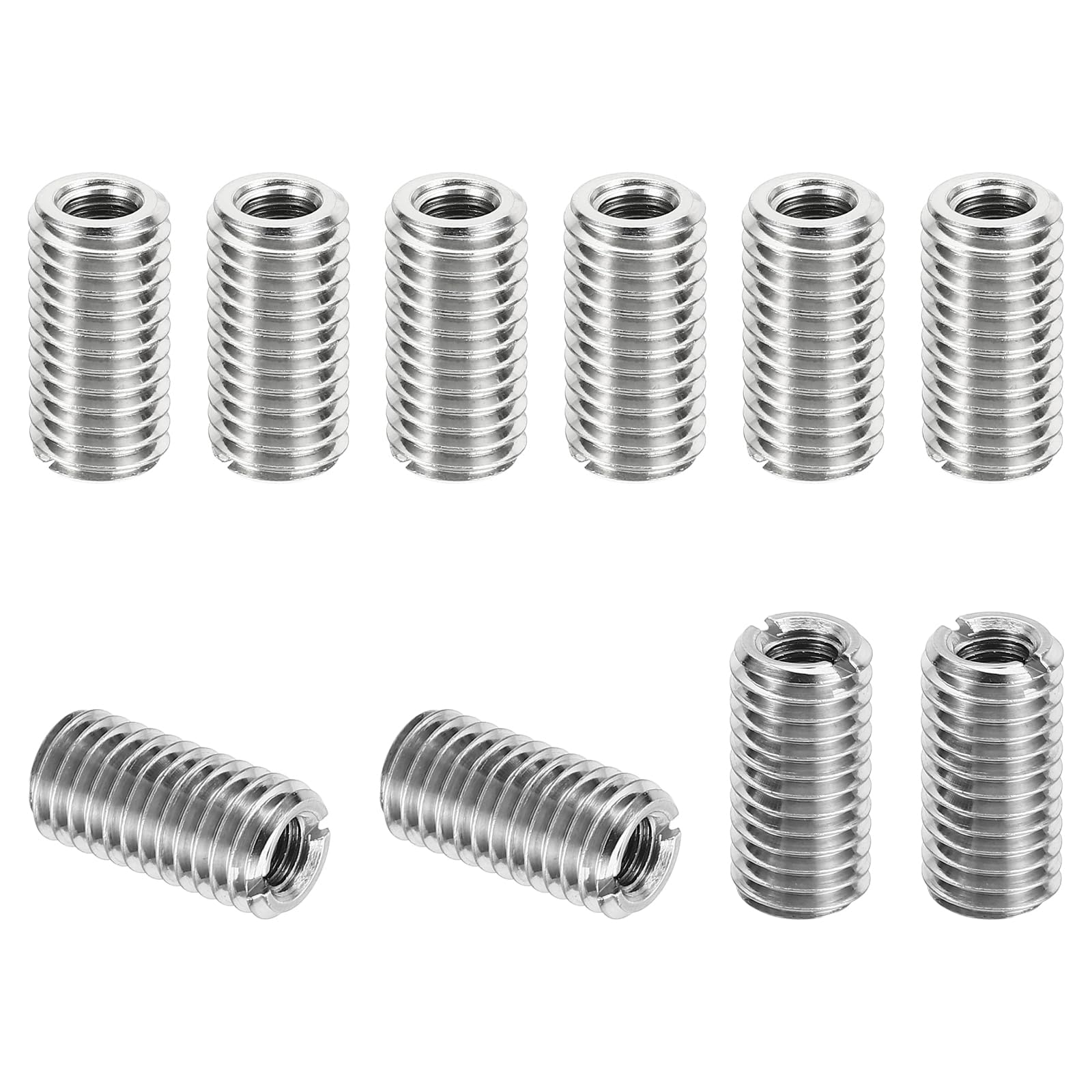 TOP-VIGOR 10 Pcs Thread Adapters Sleeve Reducing Nut, M10 x 1.5 Male to M6 x 1 Female Repairing Insert Nut Screw Reducer 303 Stainless Steel for Metal & Automotive Fixes (20mm Long)