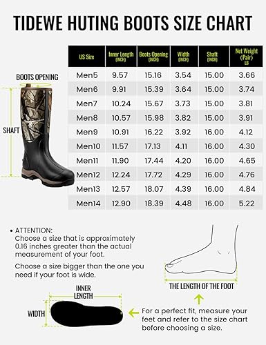 Miniatura 5 de TIDEWE Botas de caza para hombres, aisladas, impermeables, resistentes, de 16 pulgadas, botas de caza para hombre, de neopreno de 0.236 in y goma