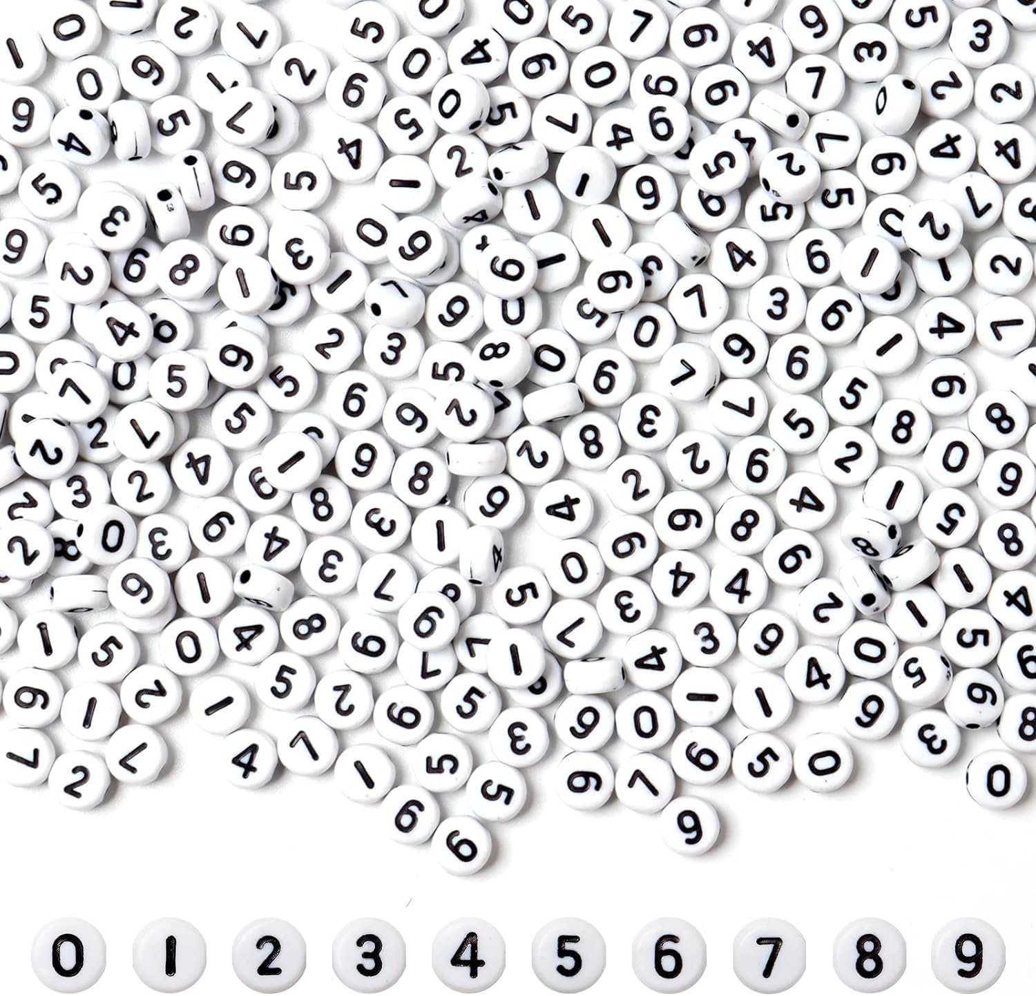 JOFONY Acrylic Number Beads, 500Pcs Round White 4x7mm Acrylic Number Beads for Bracelets Jewelry Making Necklace Keychain DIY