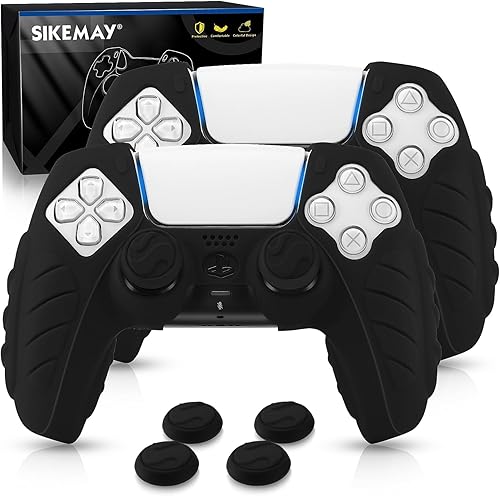 SIKEMAY Funda para controlador PS5, 2 piezas de piel antideslizante con 4 agarres, funda protectora de silicona suave para controlador inalámbrico