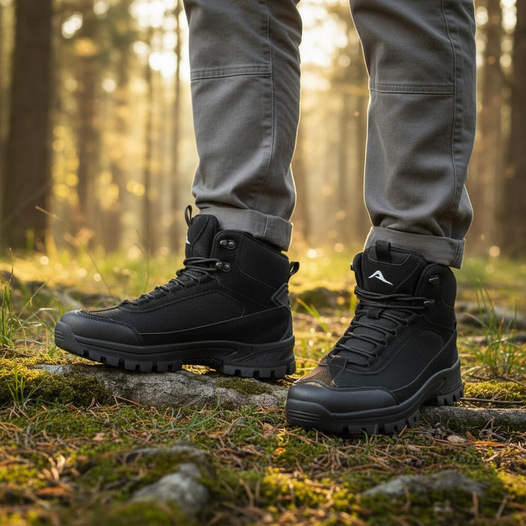 FUDYNMALC Hiking Boots for Men Lightweight: Comfortable Trekking Shoes Non-Slip Outdoor Ankle Support for Trail Mountaineering