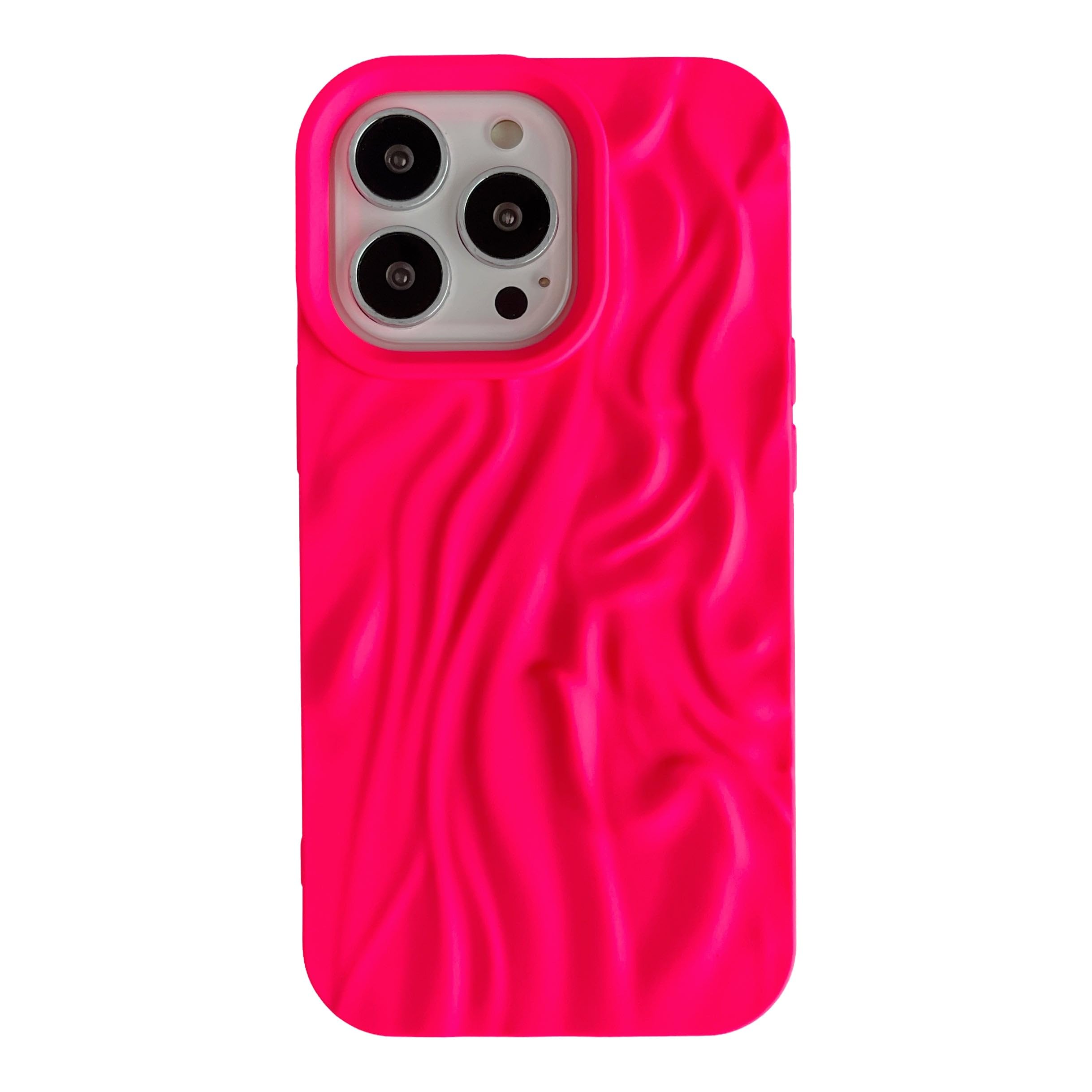 Caseative for iPhone 13 Pro Case,Pleated Water Ripple Chrome Wave Pattern Soft Phone Case (M Red)