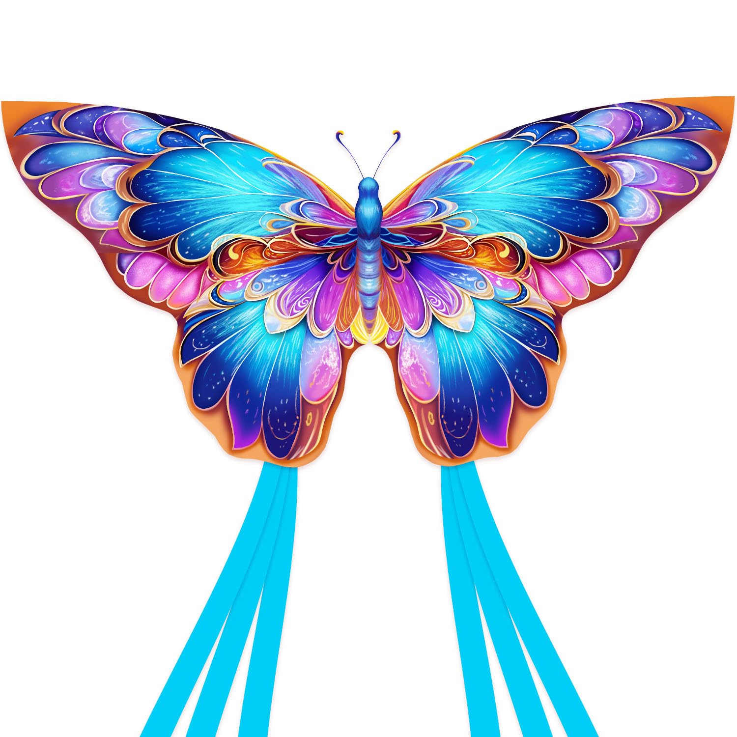 HONBO Butterfly Kites for Kids & Adults, Large Beginner Kite for Kids Ages 4-8,Easy to Fly for Beginners, Each Kite with 300ft Line Handle,Beach Kites for Outdoor Activities & Family Trip (Blue)