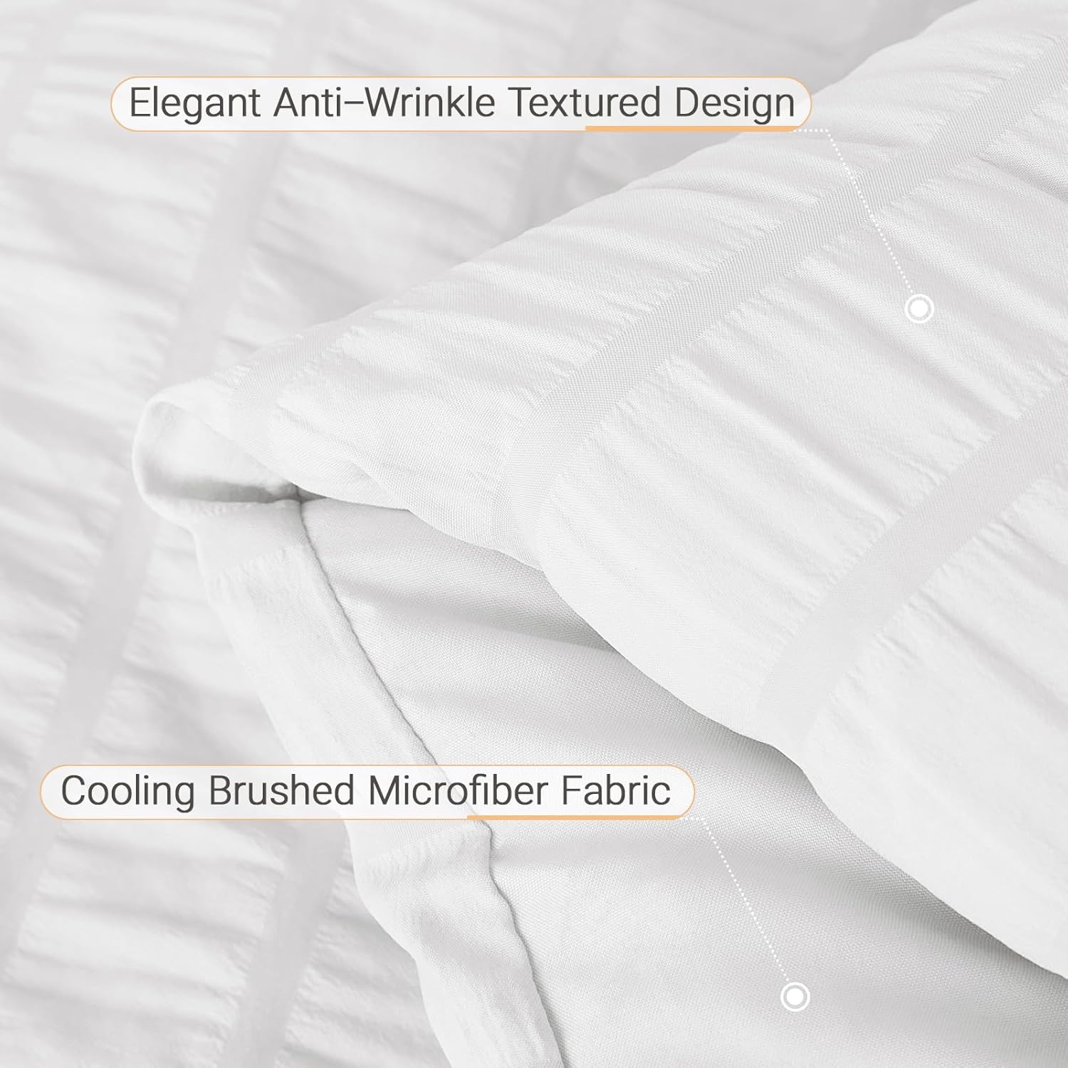 MUXHOMO 7 Pieces Full Comforter Set, Seersucker Bed in a Bag Full Size, All Season Luxury Bedding Set with Comforter, Flat Sheet, Fitted Sheet, Pillowcases & Shams, White - Image 5