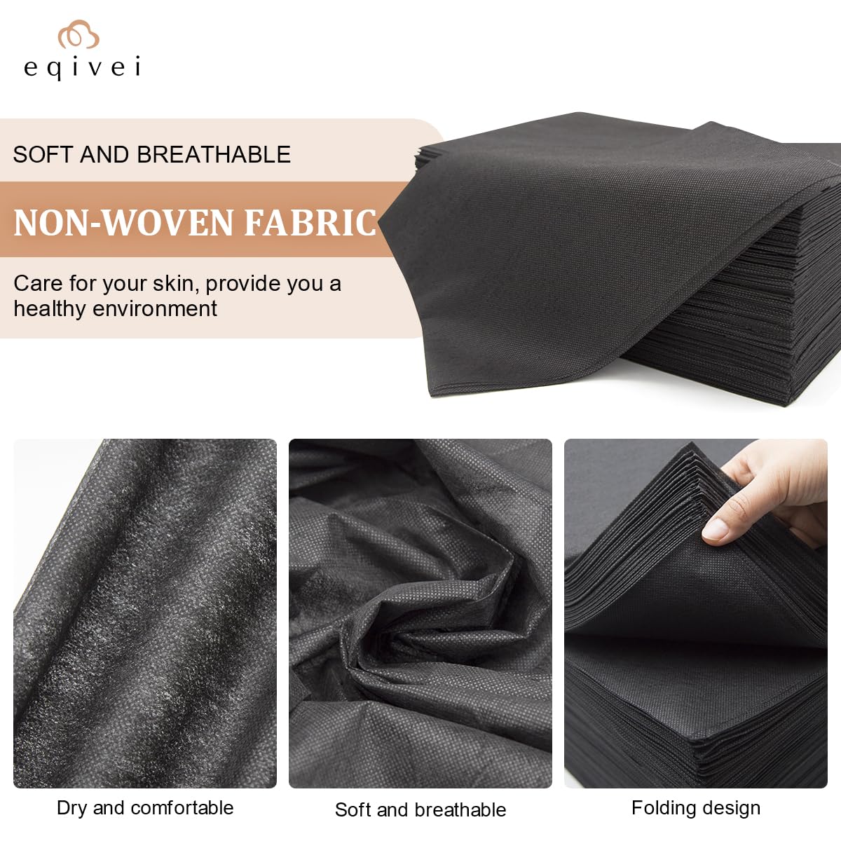 Eqivei 50 PCS Sabanas Desechables Camilla Masaje, 100x200 cm, Sábanas Desechables no Tejidas, Sábanas Desechables Para la Masaje Belleza, Tatuaje, SPA, Negro