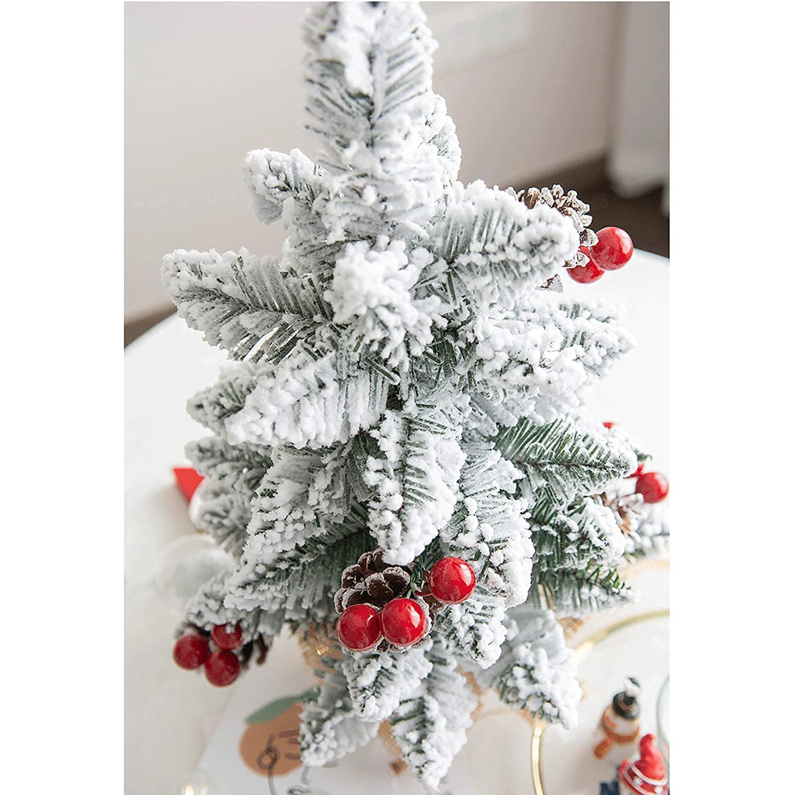 Amazon.co.jp: 小さな雪のクリスマスツリー 松ぼっくりとベリー付き