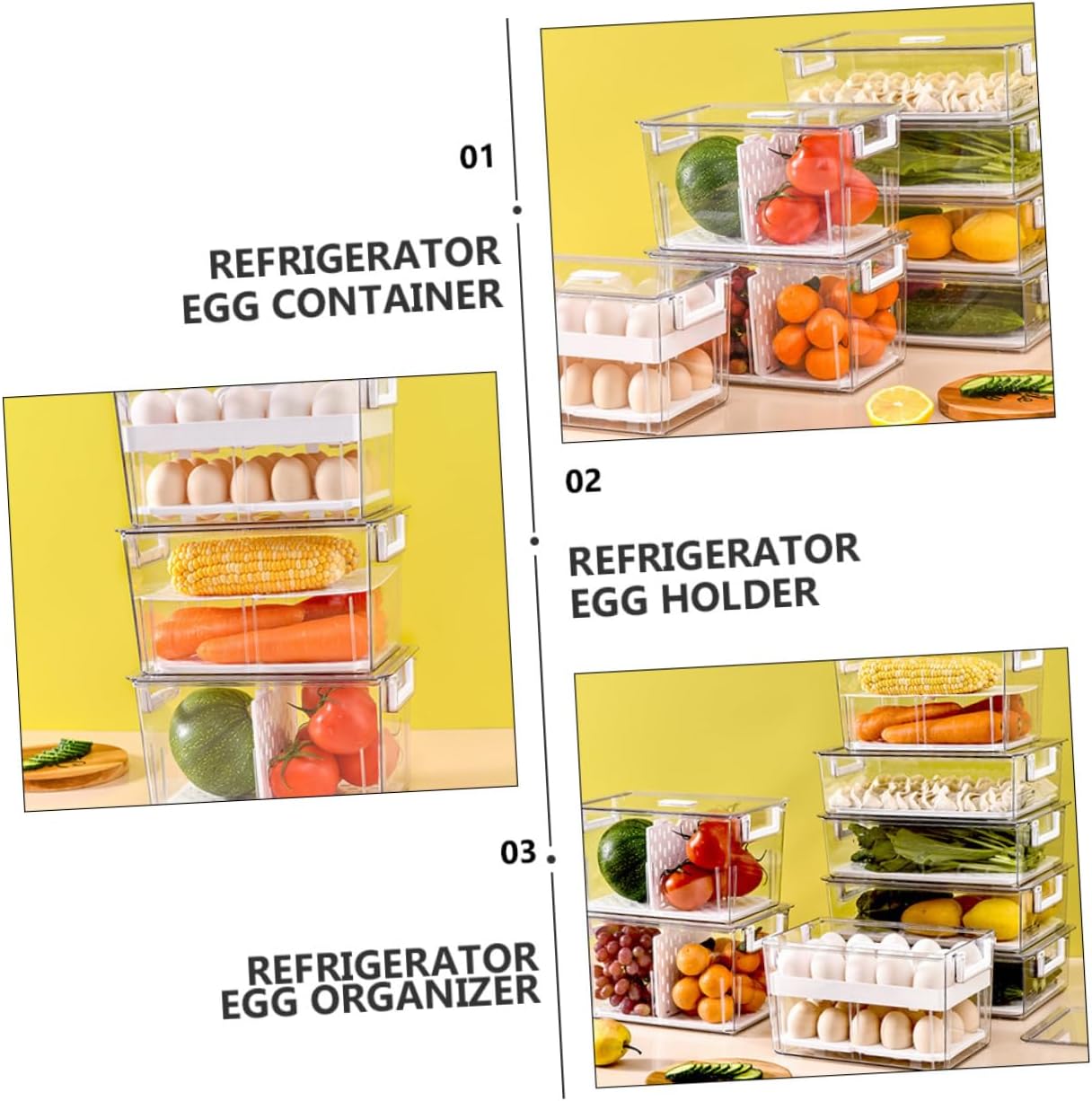 Refrigerator Organizer Bin Fridge Egg Storage Bin Freezer Egg Organizer Airtight Food-identifiable