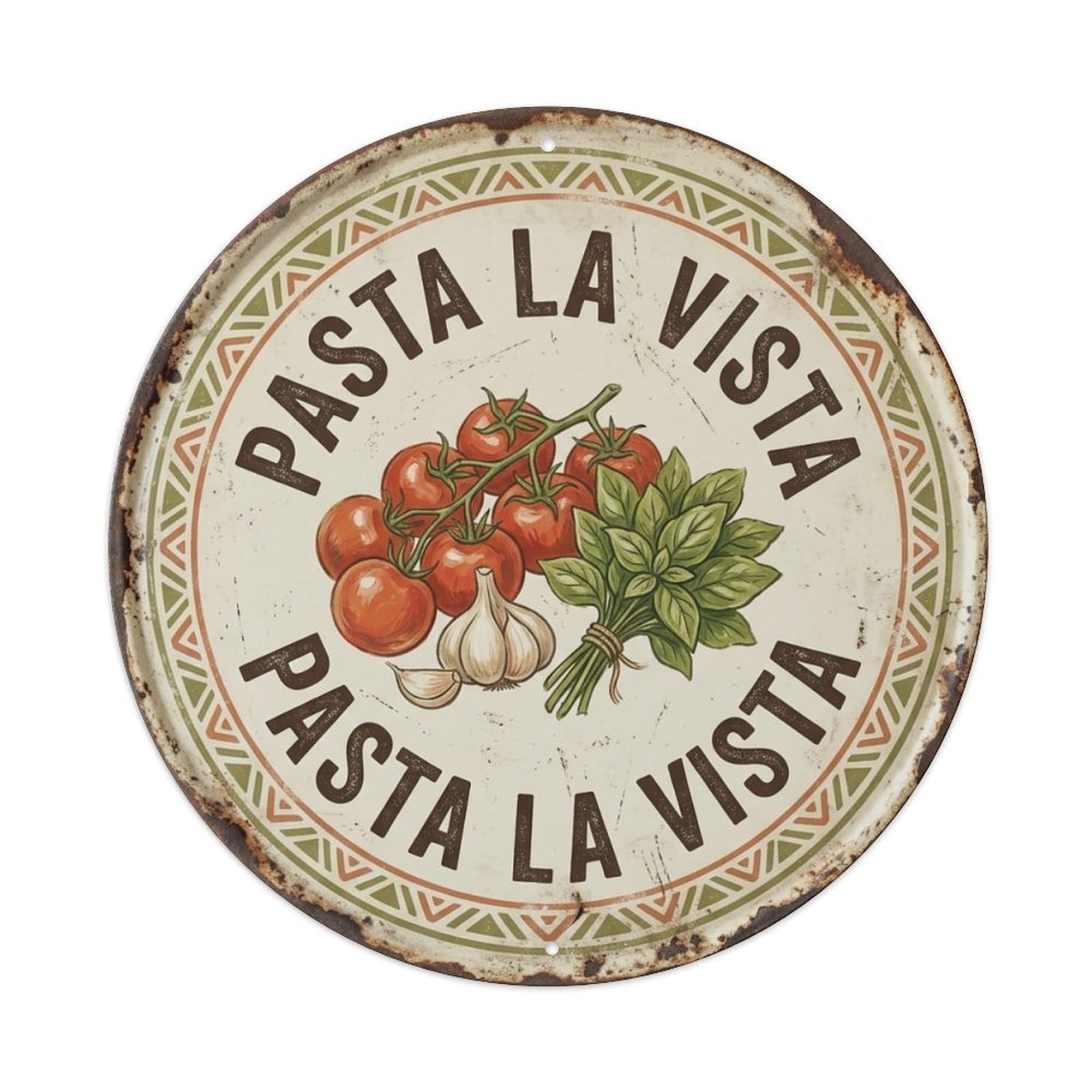 European Tin Sign 2 - Italian Terracotta Vintage Metal Tin Sign Plaque Wall Decor for Cafe, Club Bar, Office, Garden Metal Poster 8x8Inch