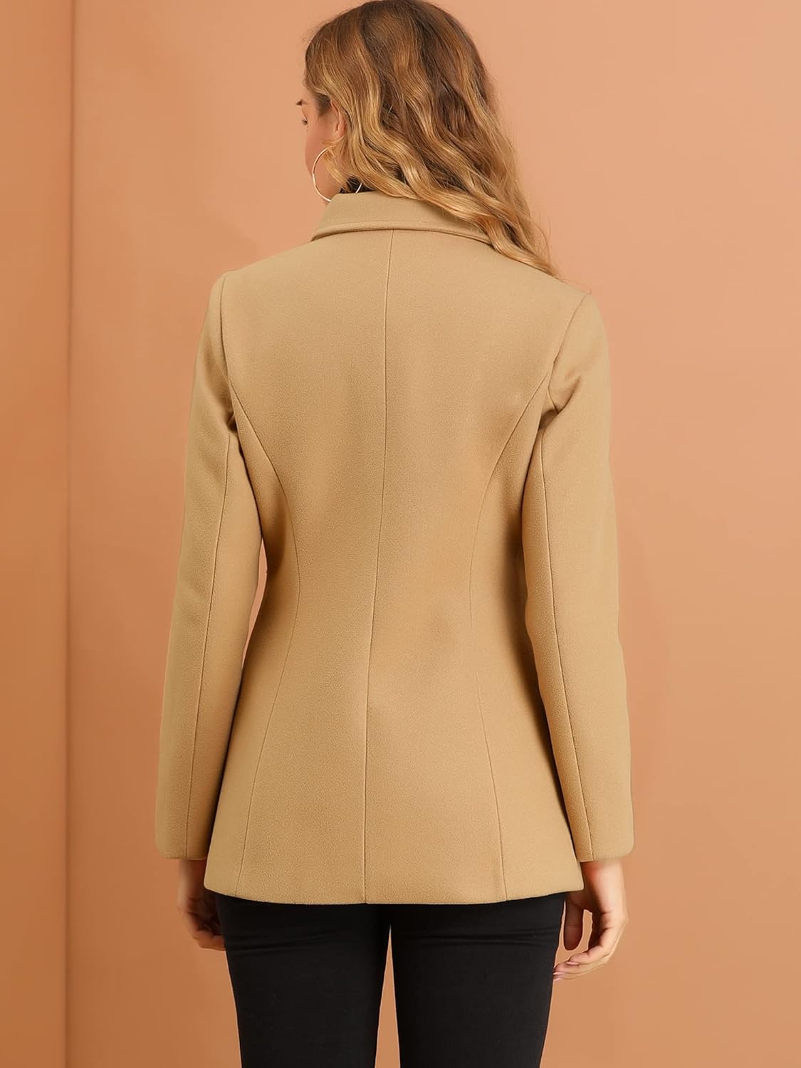 Allegra K Womens Work Office Winter Overcoat Single Breasted Point Collar Pea Coat - Image 5