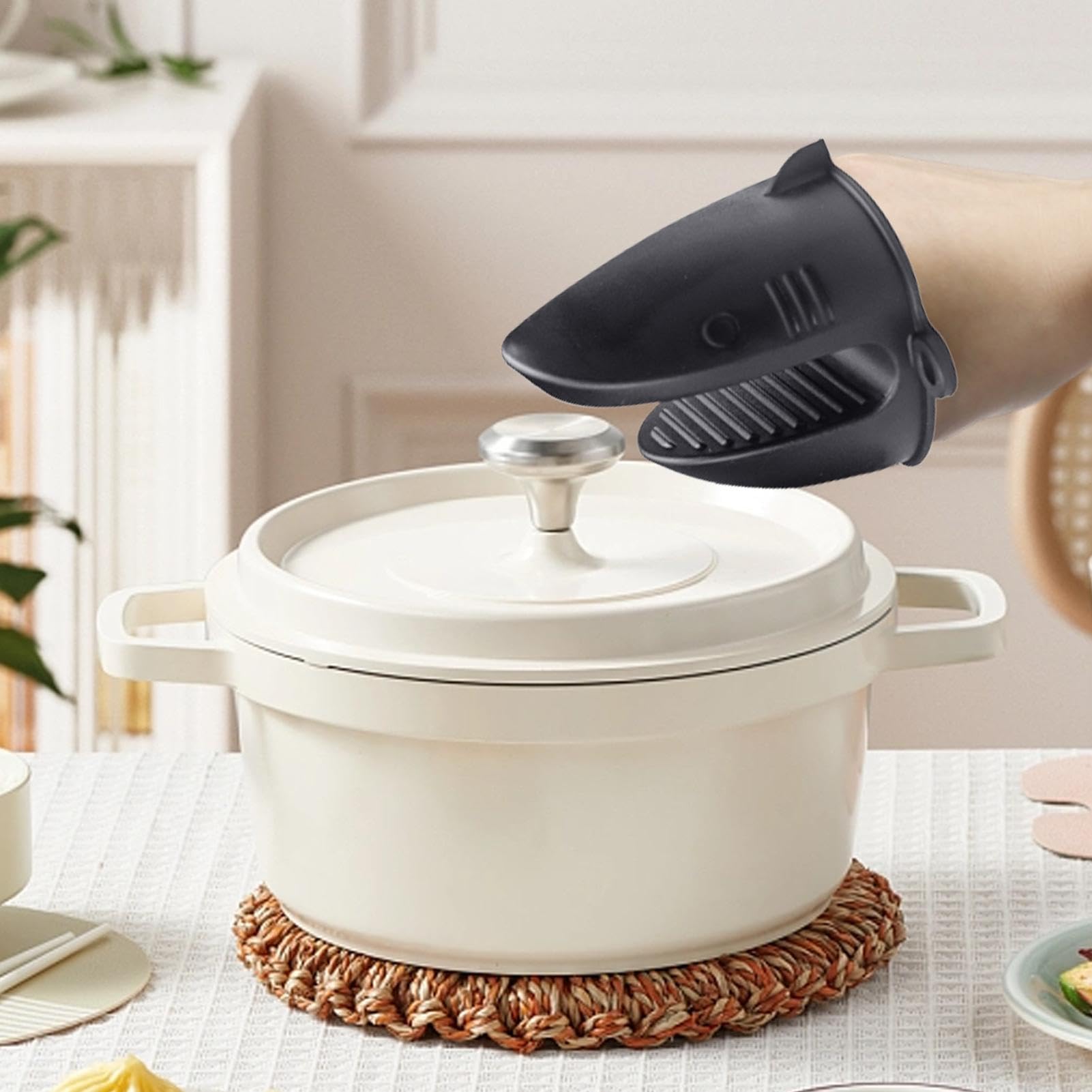 Guanti Da Forno In Silicone A Forma Di Squalo - 2 Pezzi, Antiscivolo, Resistenti Al Calore, Per Barbecue E Cucina