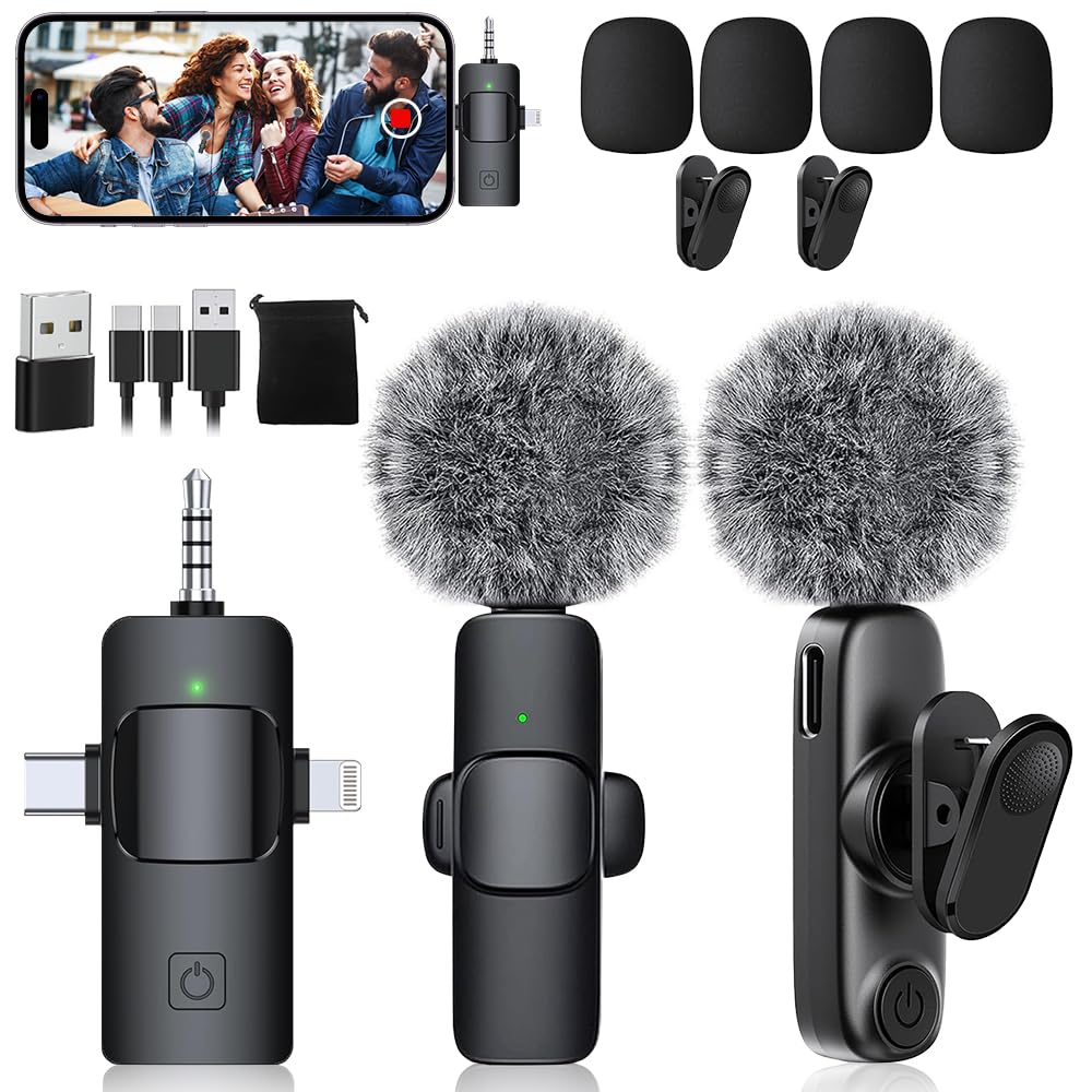 Amazon.com: Mini Microphone,3 in 1 Wireless Lavalier Microphones