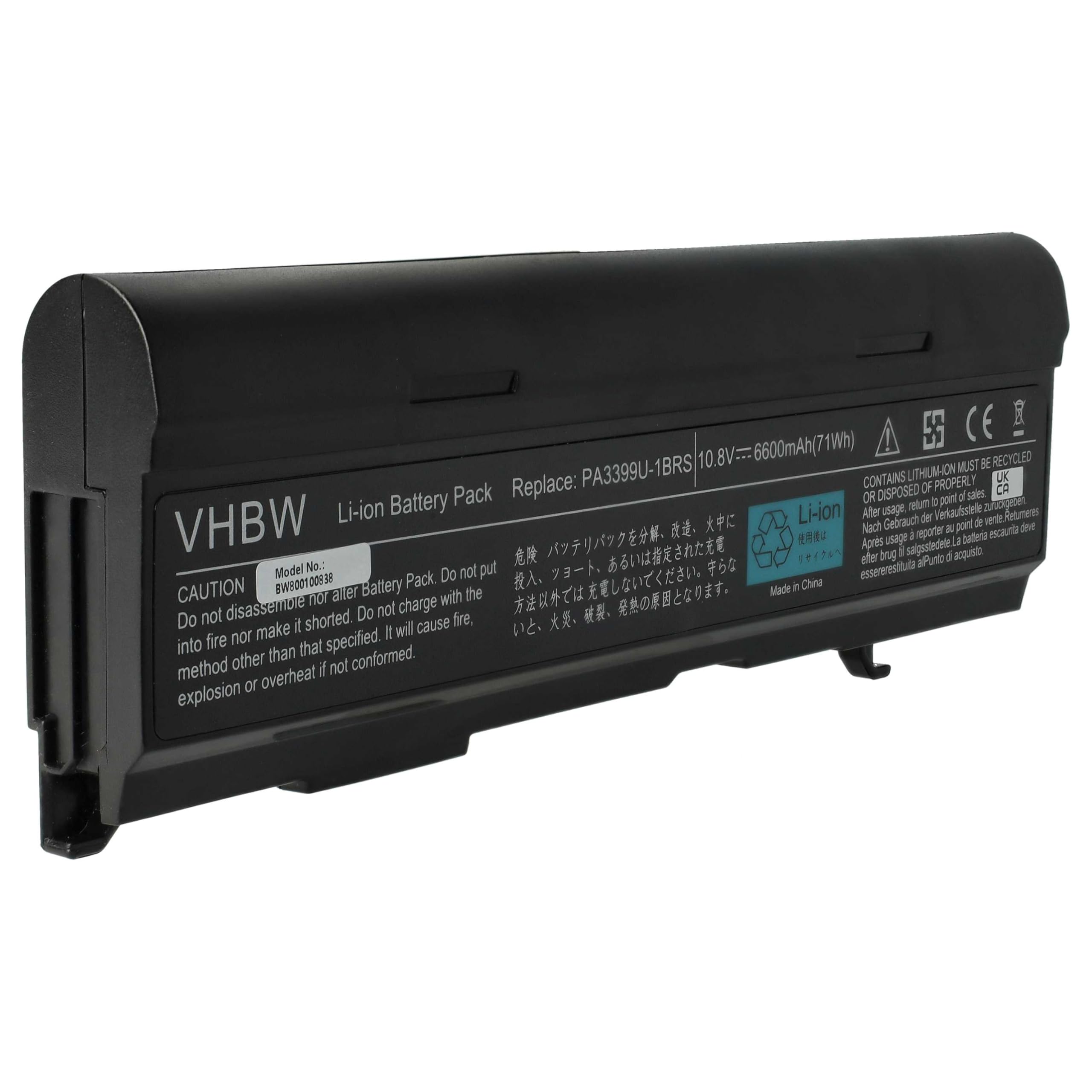 Akumulator o dużej pojemności 6600 mAh 10,8 V kompatybilny z TOSHIBA zastępuje PA3399U-1BAS, PA3399U-1BRS, PA399U-2BAS, PA3399U-2BRS, PA3400U-1BRS