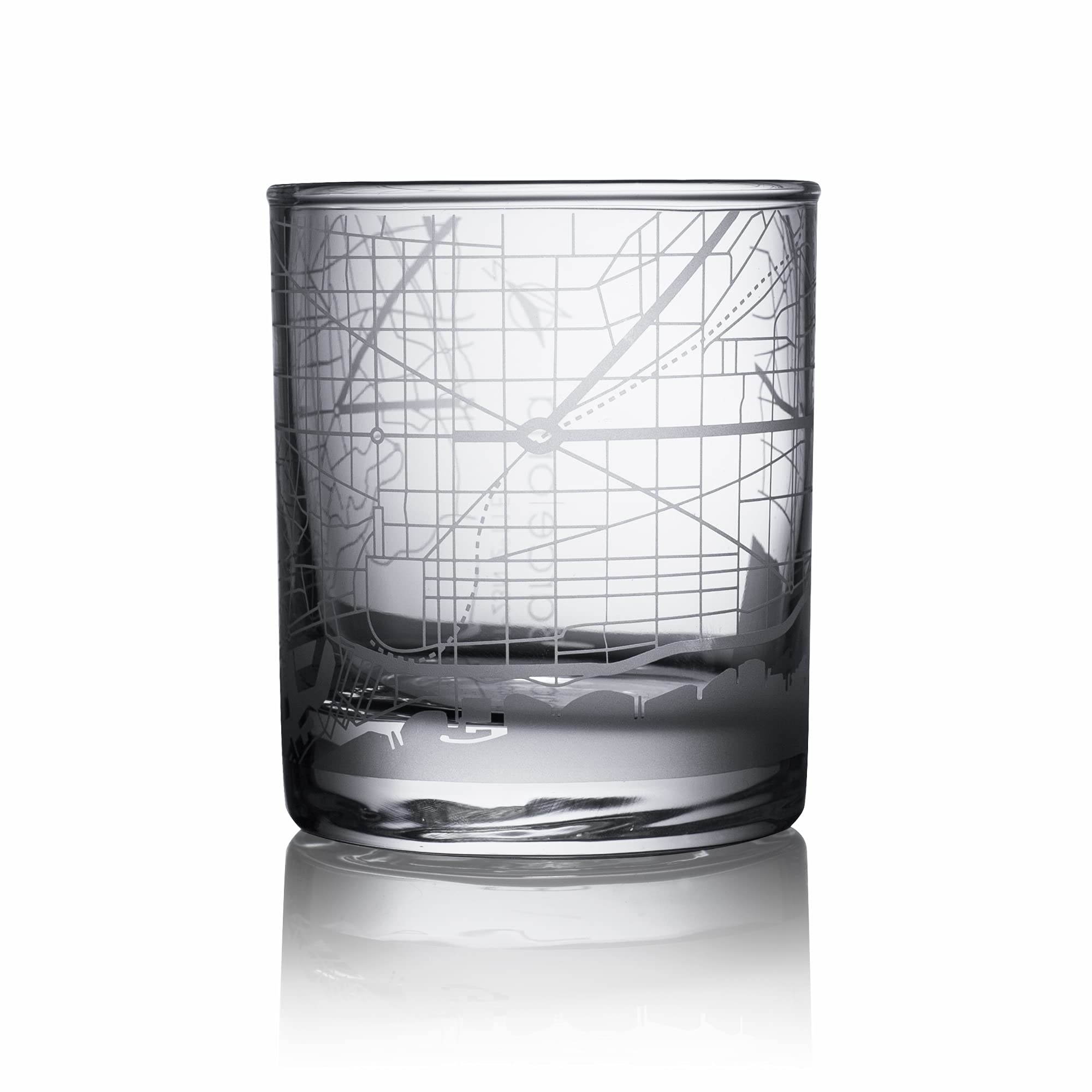 O3 DESIGN STUDIO Barcelona City Map Whiskey Glass, Unique Gift, 10.5 oz