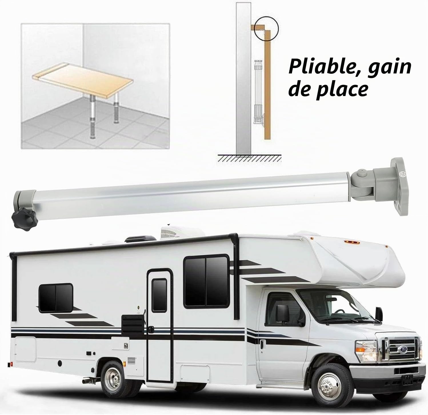 Pied de Table Télescopique Réglable, Pliant, Alliage d'Aluminium, 560-930 mm, pour Camping-Car, Bateau, Yacht