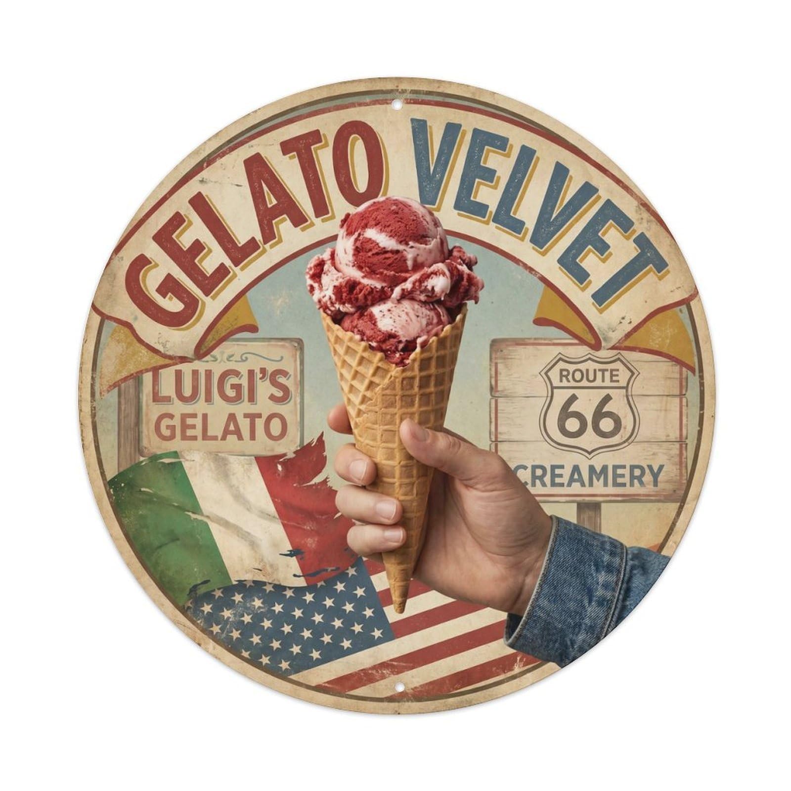 Gelato Creamery Vintage Americana Dessert Culture Metal Tin Sign