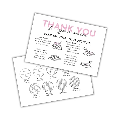 Cake Cutting Guide Instruction Care Cards | 30pk 4x6” Round