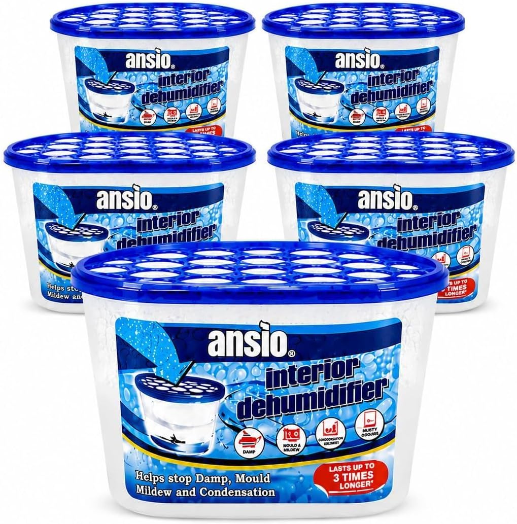 ANSIO Dehumidifier 500ml Pack of 5 Condensation Remover Moisture Absorber Deh...