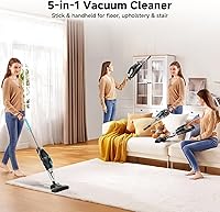 Vista 5 de Corded Stick Vacuum Cleaner - Lightweight, Powerful Suction with 450W Motor, 3-in-1 16.4Ft Cord Vacuum Cleaners for Home, Hard Floor, Carpet, Pet