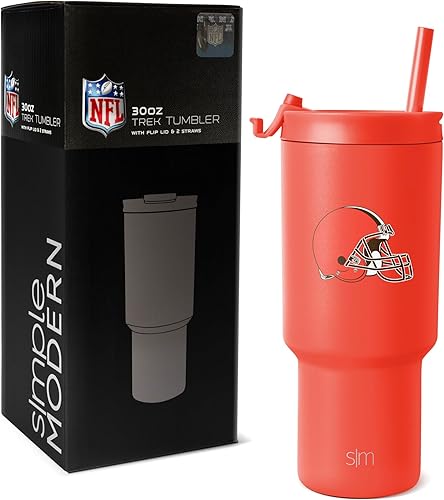 Miniatura 17 de Simple Modern, Colección Trek - Vaso térmico de acero inoxidable de 30 oz con tapa abatible y pajillas con licencia oficial de la NFL, regalos