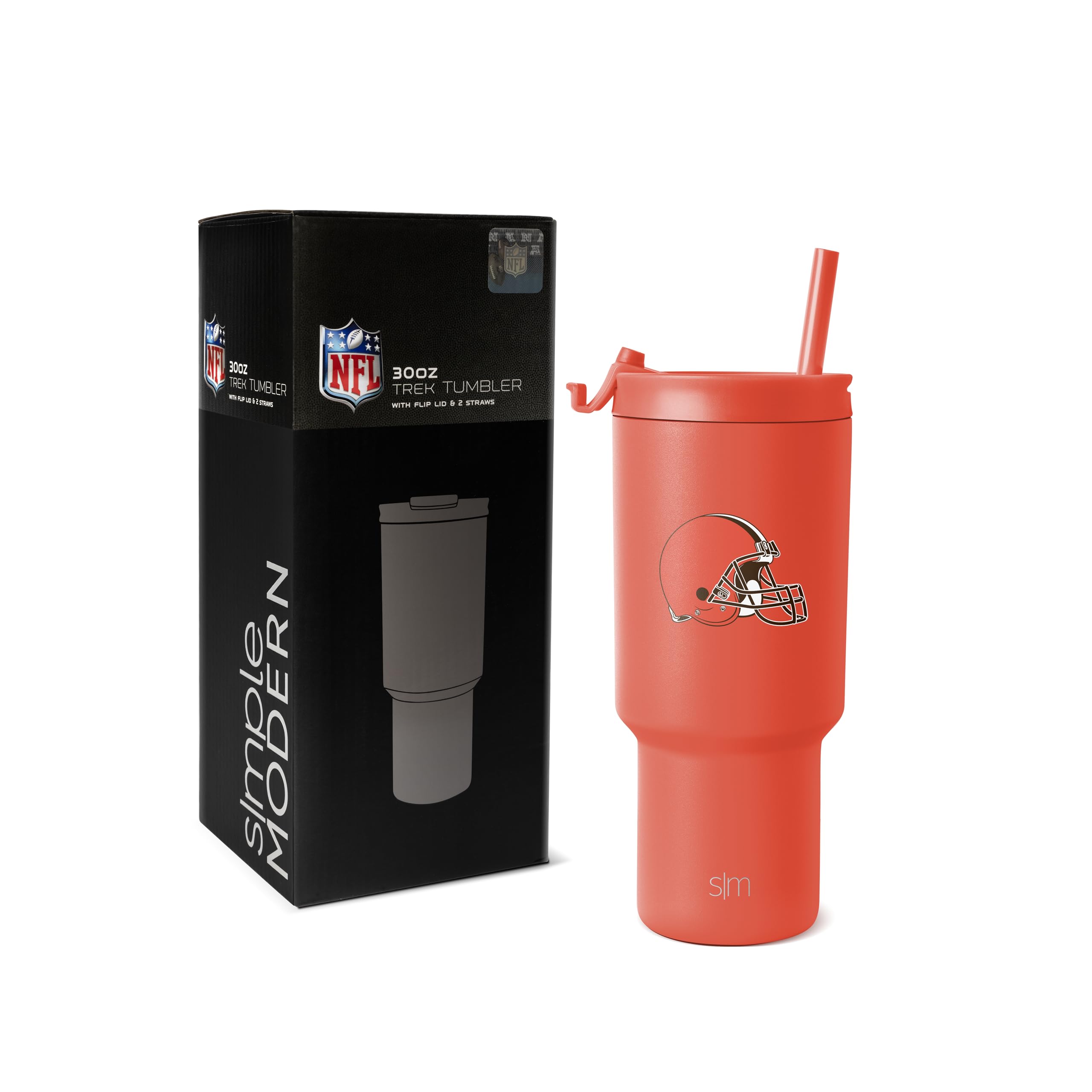 Simple Modern Officially Licensed NFL Cleveland Browns 30 oz Tumbler with Flip Lid and Straws Insulated Cup Stainless Steel Gifts for Men Women | Trek Collection | Cleveland Browns (Pack of 12)