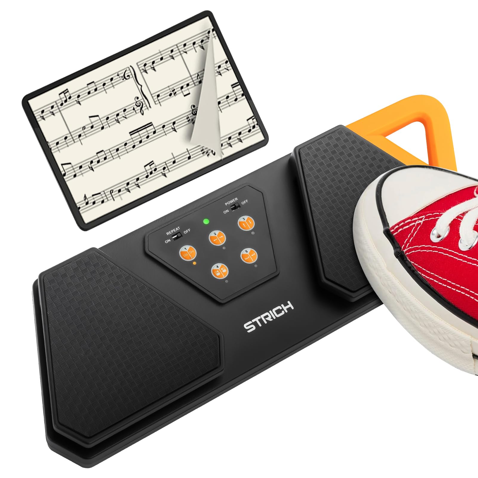 STRICH Page Turner - Pedale senza fili per strumenti musicali, in gomma antiscivolo, portatile, silenzioso, ricaricabile, per iPad, tablet, telefono, super-lunga durata, SPT-10X
