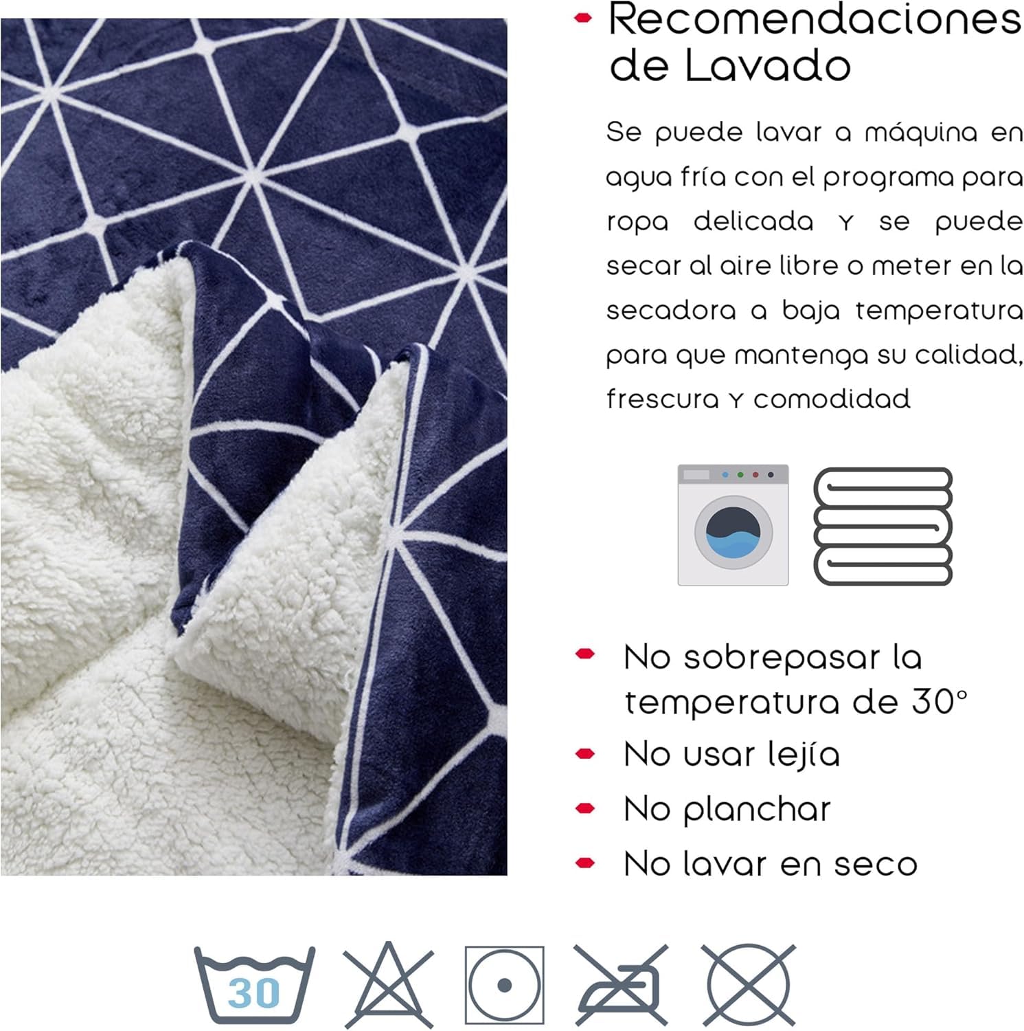 TIENDA EURASIA - Edredón Nórdico con Borreguito, Estampado Moderno, Ideal para Invierno, Tacto Suave y Confortable, Conjunto de Edredón y Funda de Almohada (Cama 135/150-220 x 240 cm, Azul)