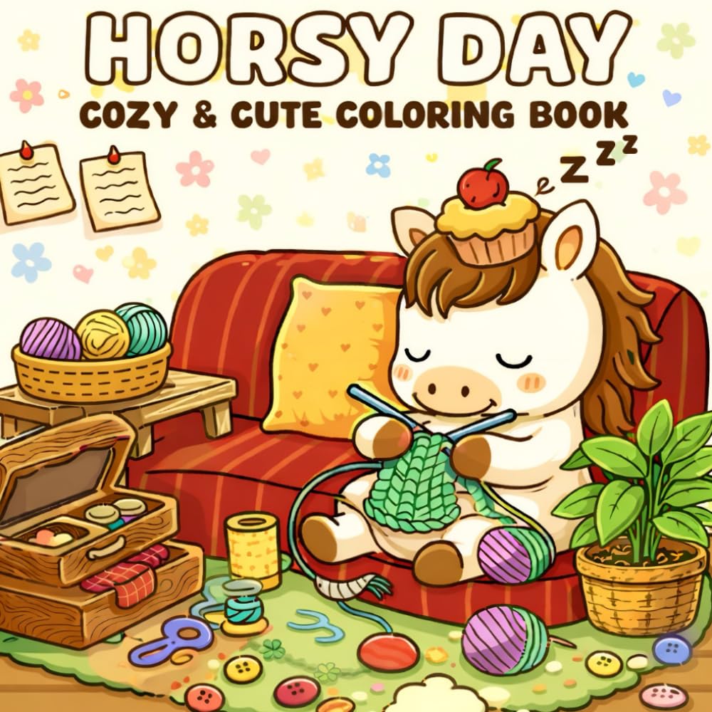 Horsy Day: Little Horse Moments Filled with Calm and Joy – A Cute & Cozy Coloring Book for Relaxing Fun