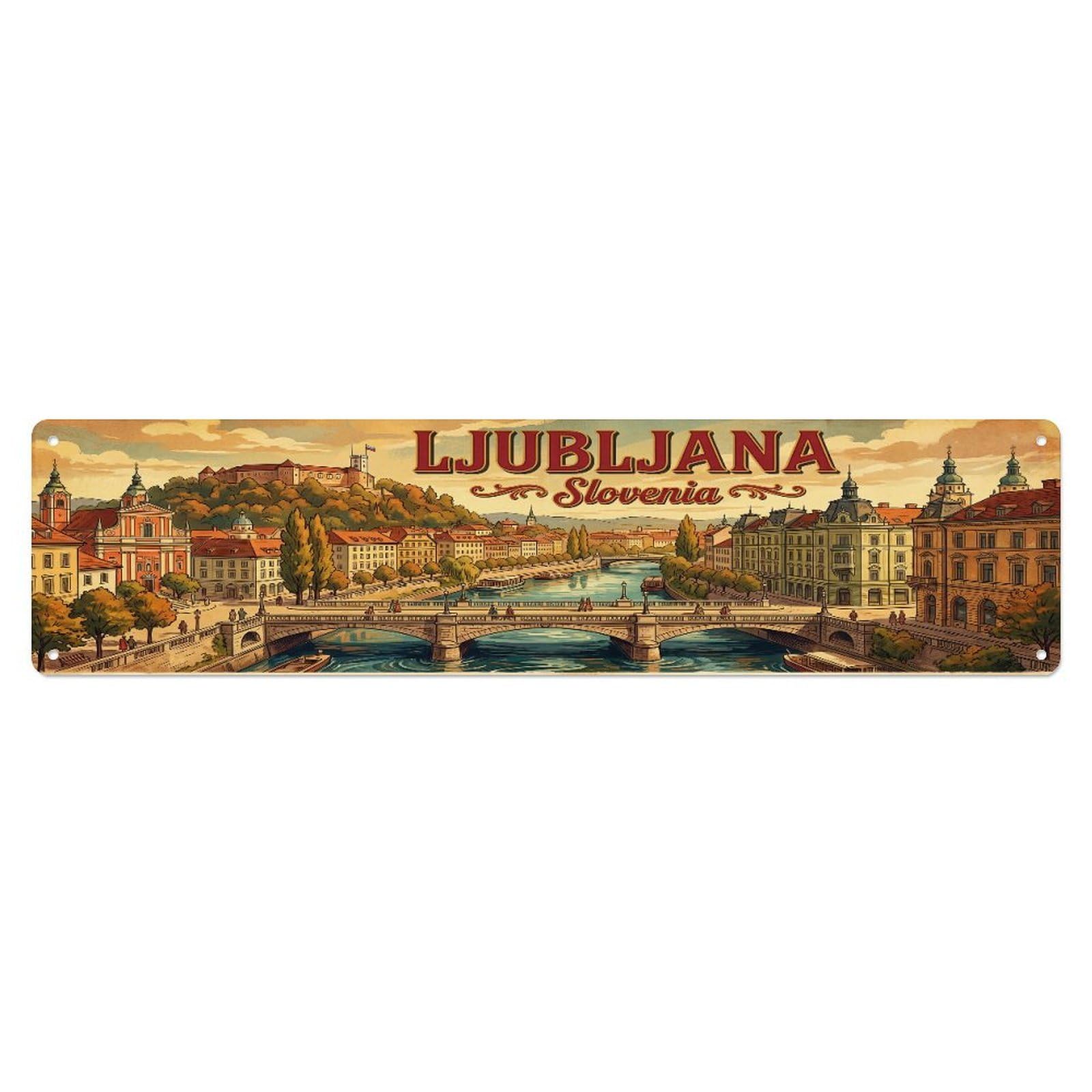 Tgrcjimh Style Metal Tin Sign Travel Ljubljana Slovenia Retro