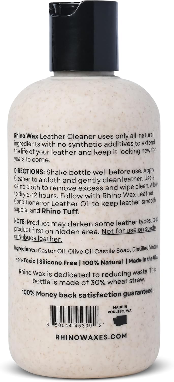 Leather Cleaner (8 oz) - Premium Cleanser for Furniture, Handbags, Shoes, Boot and Car Seat Cleaning - Apply Before Using Oil or Conditioner for Leathers - 100% Natural - Made in The USA - Image 2