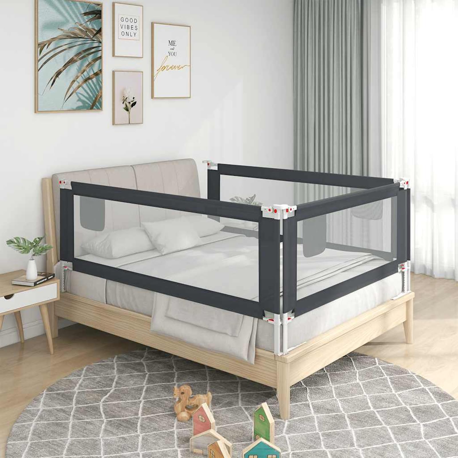 Fasba Barandilla de Cama para Niños 18 Meses-5 Años, Protección contra Caídas, Ajustable 70-95 cm, Tela Poliéster y Metal, Fácil Montaje Modelo FCLRZJ-10233ES