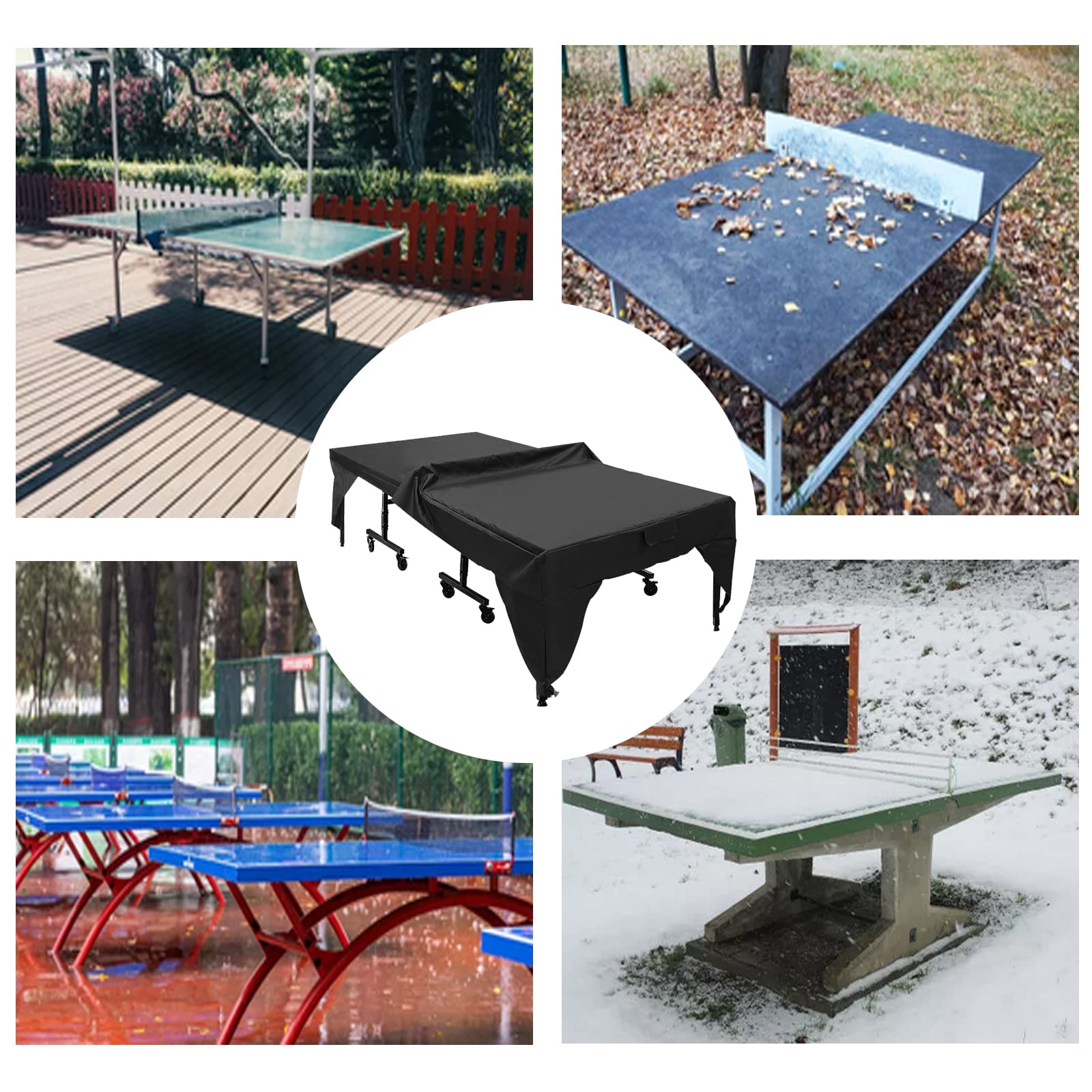 SOONHUA Cubierta de Mesa de Tenis de Mesa Impermeable Oxford 280x153x73cm Negro