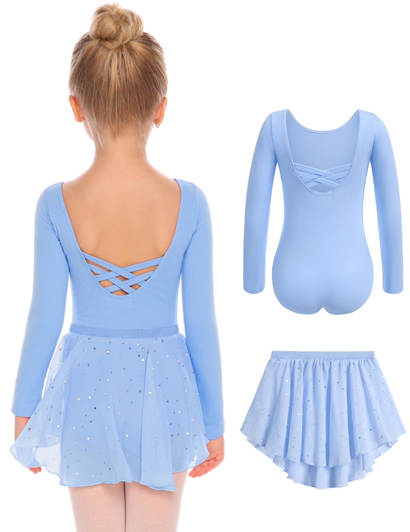 Zaclotre Girls Ballet Leotards Toddler Dance Dress Outfit with Skirt Combo