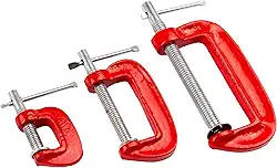 EDA 3KW, Grampos 'C' para Marceneiro, Vermelho, 3 Peças