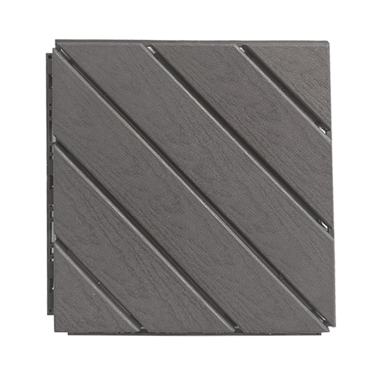 Dalles et lames de terrasse en composite, Carrelage de sol emboîtable for patio extérieur multicolore 11 pcs(Twill Gray)