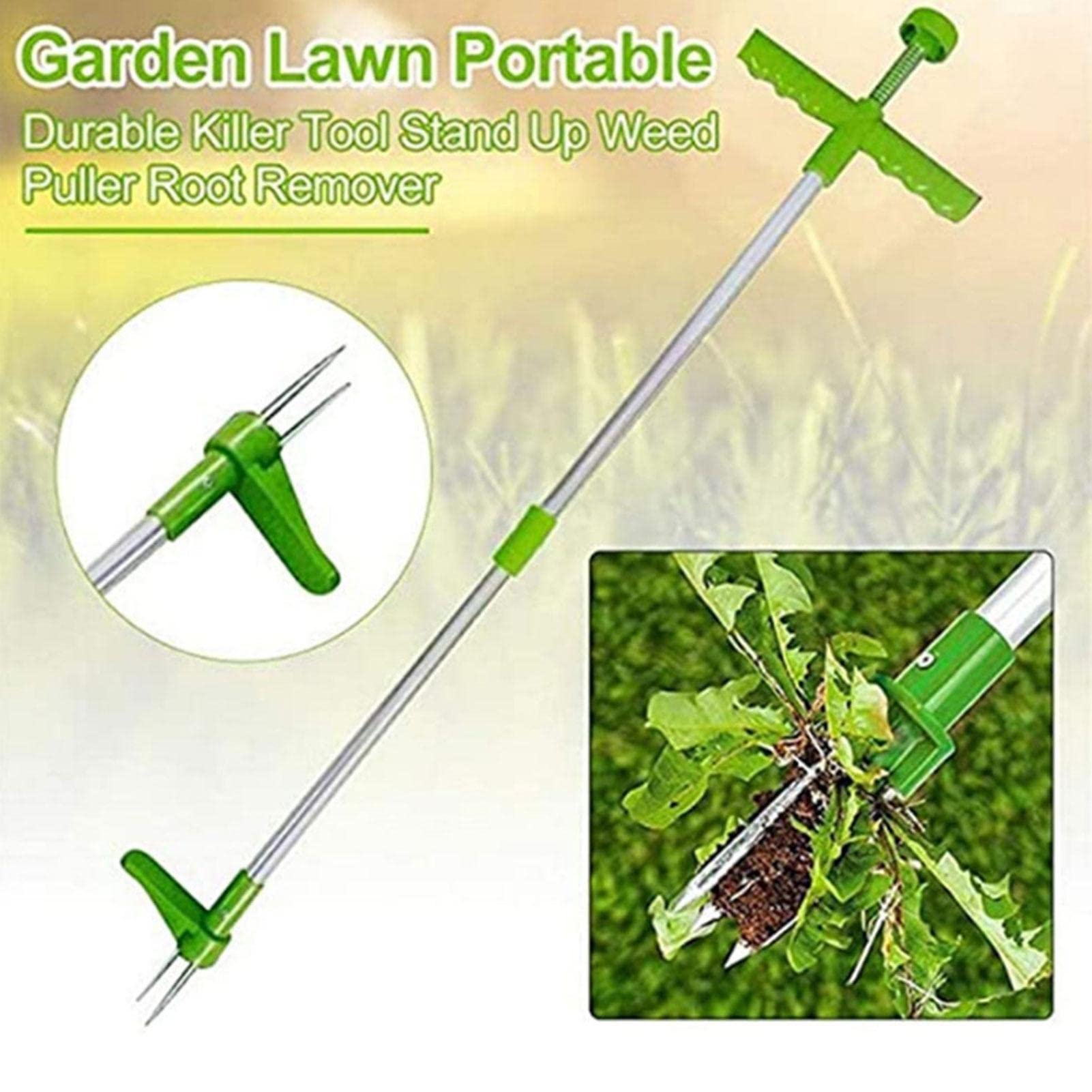 Diserbante per erbacce in piedi con pedale, strumento di rimozione delle radici regolabile con manico lungo per denti di leone, erbacce da giardino