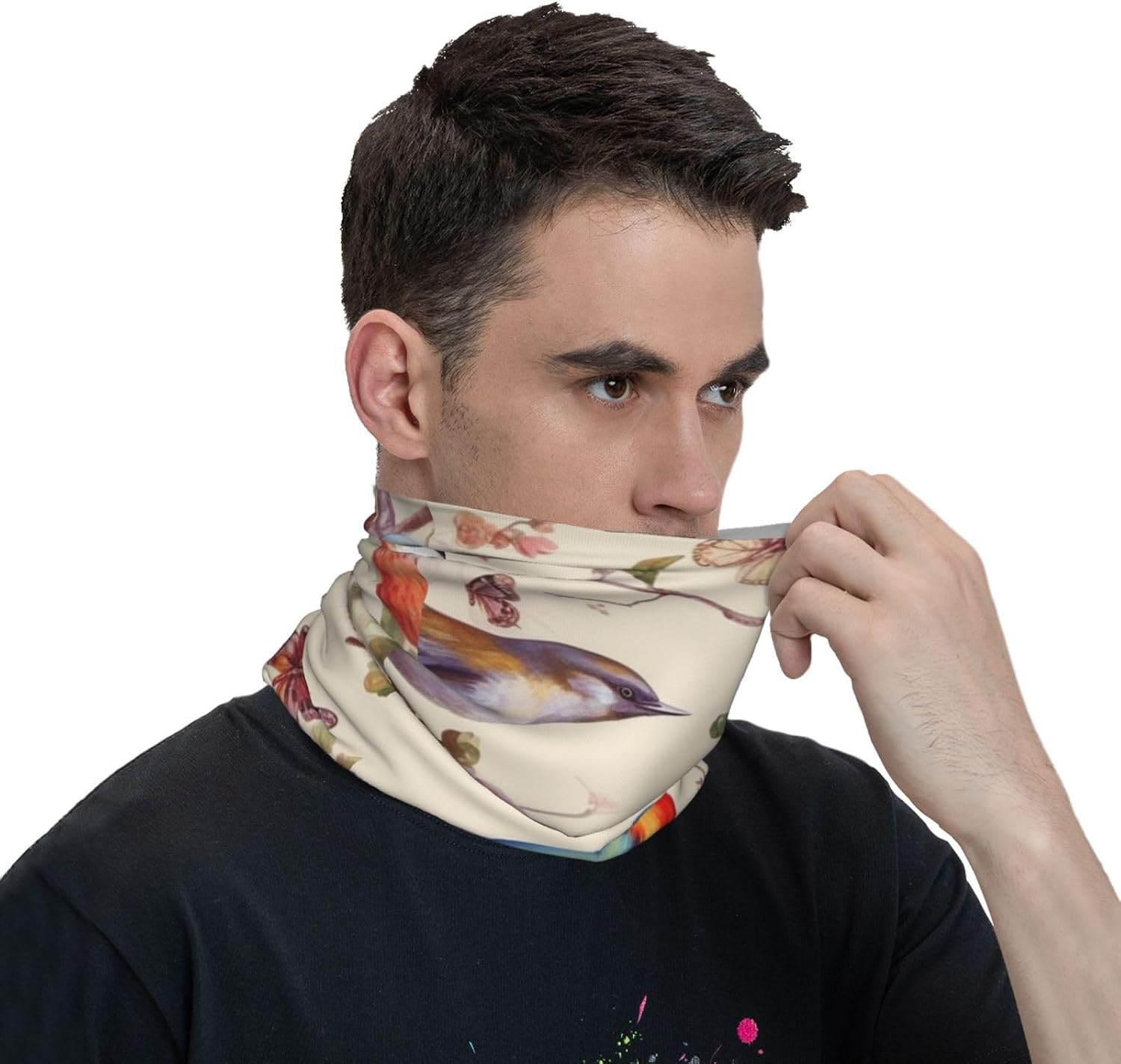 Birds on Branches and Butterflies Neck Gaiter UV Sun Protection Face Mask Scarf Cooling Breathable Face Cover for Men Women Elastic Balaclavas Versatile Bandana, Sun & Wind-proof for Skiing Hiking