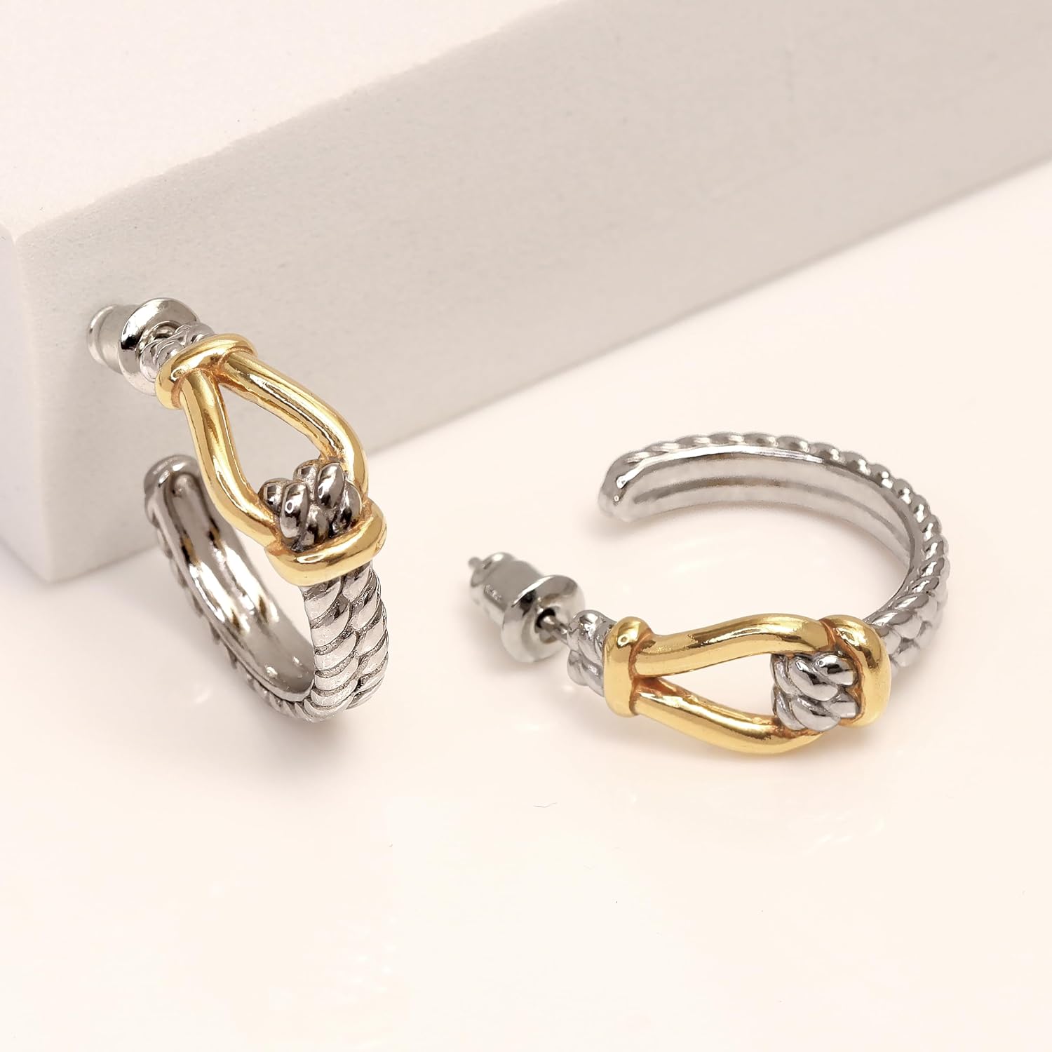 LeCalla Real 925 Sterling Silver C Hoop Earrings Jewelry | Lightweight Small Hoops Italian Half Earring Hoops for Women
