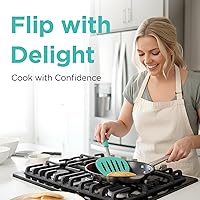 Vista 7 de Kitchen Mama WaltzGrip - Espátula de silicona platino para panqueques: resistente al calor, flexible, núcleo de acero inoxidable, antiadherente