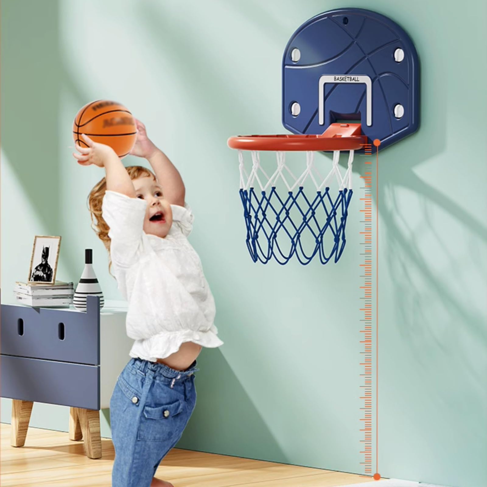 Panier de basket-ball mural réglable en hauteur pliable avec ventouses, installation facile pour tous les âges, utilisation en intérieur et en extérieur