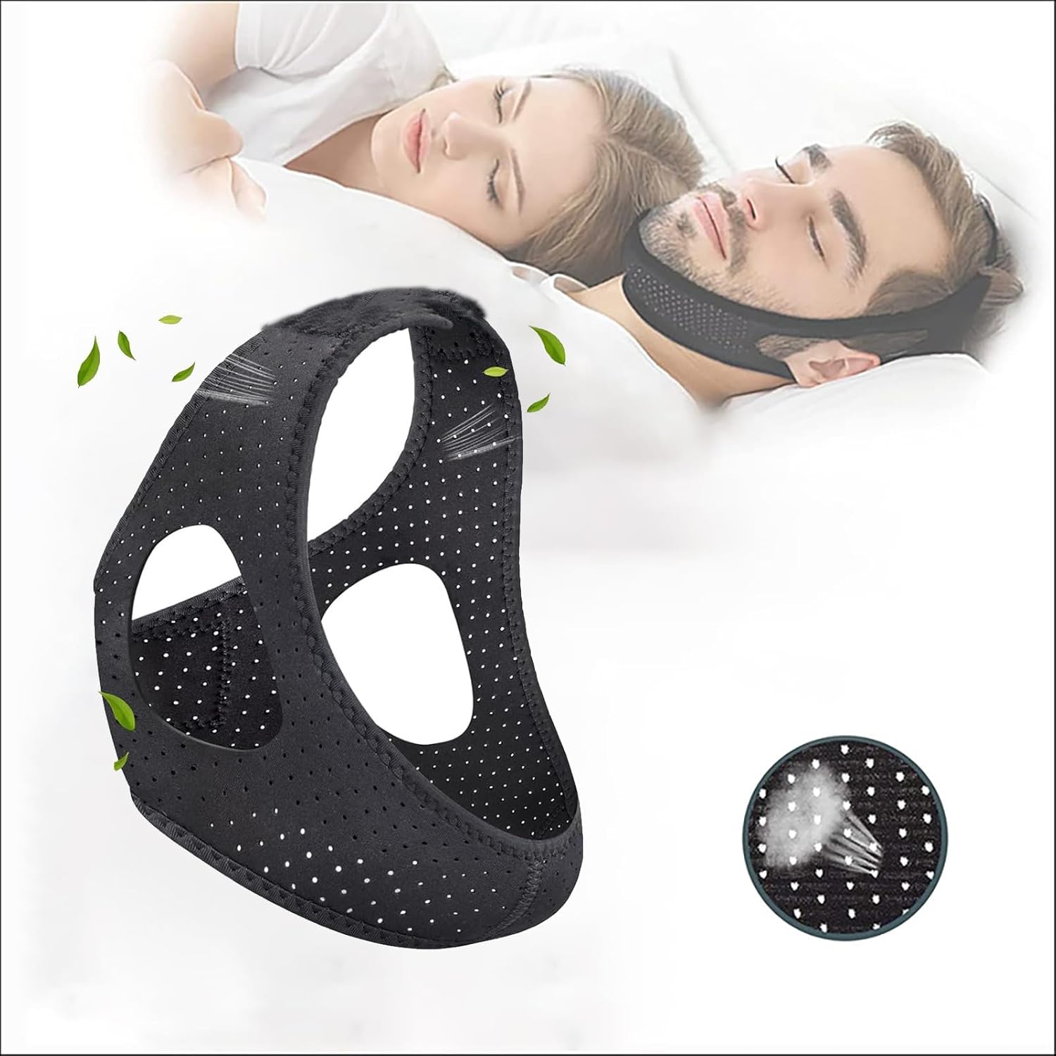 2 Pack Chin Strap for Sleeping, Adjustable Jaw Support Chin Strap to Keep Mouth Closed, Anti Snoring Devices Breathable and Durable, Snore Stopper for CPAP Users