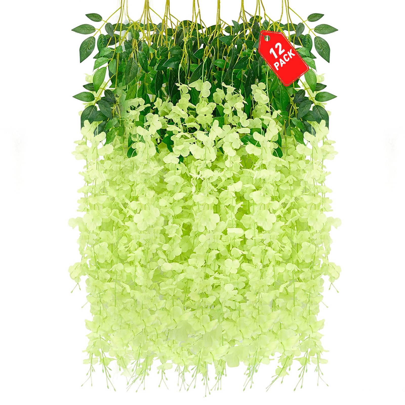 フラワーガーランド ホーム パーティー 吊り下げグリーン 12個セット