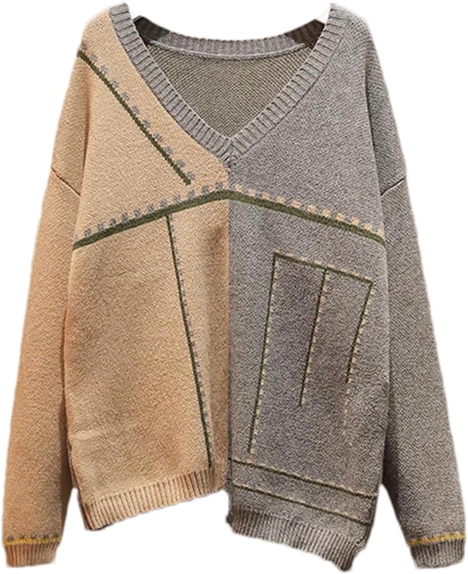 Two Piece Women Knit Sport Suits V Neck Sweater Drawstring Pants Jogging Pants Pullover Sweater Set Knitted Outwear