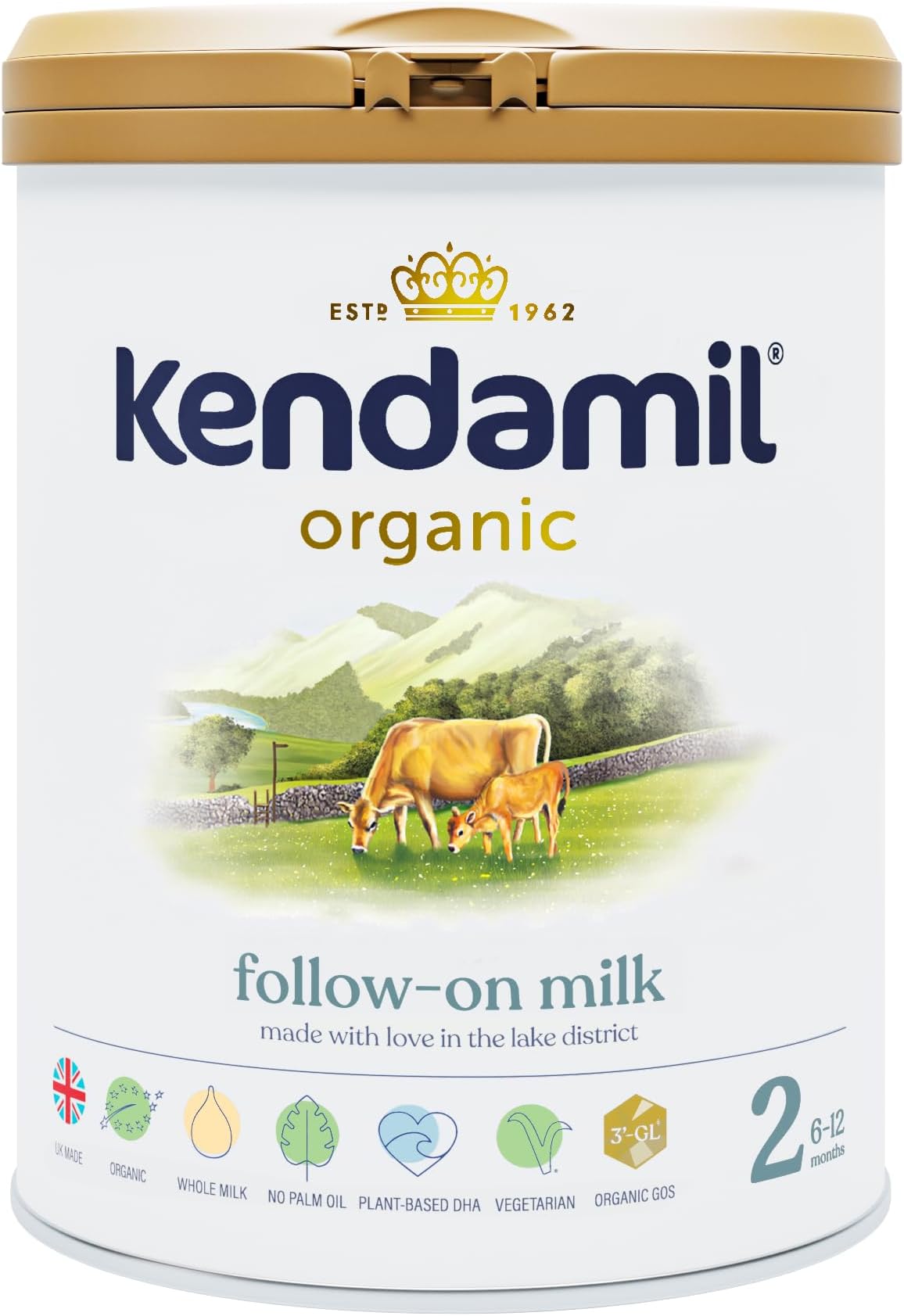 Kendamil Organic Follow On Milk Powder For 6-12 Months Infant| Stage 2 (800g) | British Made, Organic Whole Milk Formula Powder – with HMOs, No Palm Oil, No Fish Oil, No SOYA, No GMOs
