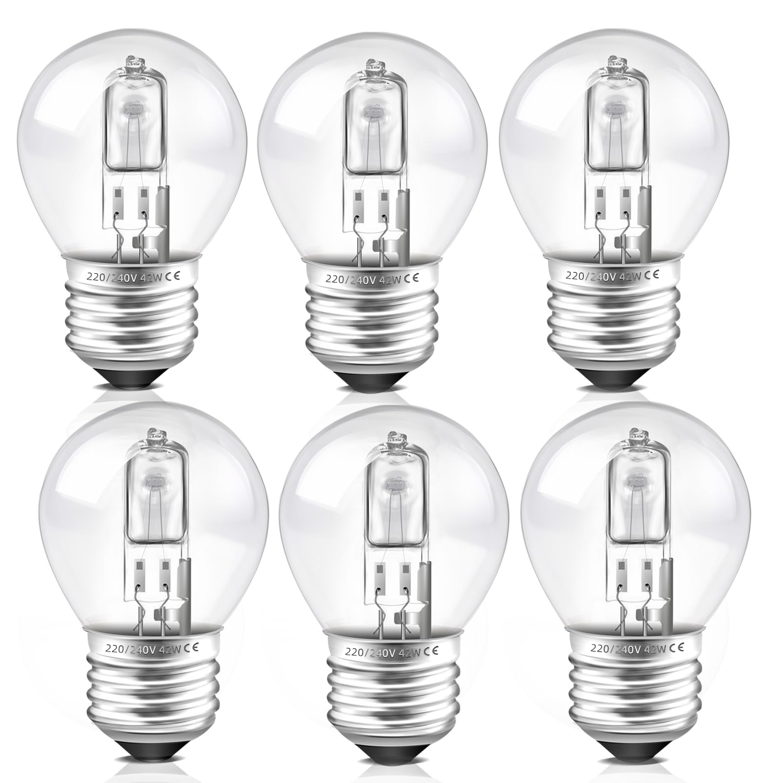 Liuyife E27 G45 Lampe 42W Dimmbar, Warmweiß 2700K, 613LM, AC 230V, E27 Classic Klar Glas Leuchtmitte, G45 Globe Schraubbirne für Deckenlampe, Wandlampe, Tischlampe, 6 Stück