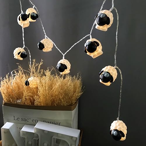 Vista 51 de Guirnalda de luces LED pintadas de ovejas pequeñas con diseño de animales, adornos de cabra, luces novedosas, funciona con pilas, luz decorativa