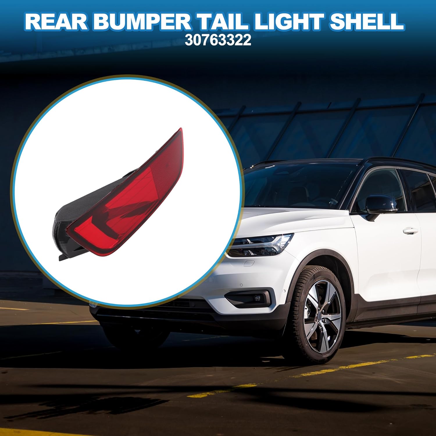 Rear Bumper Tail Light Shell No.30763322 Lower Rear Bumper Reflector Stop Lamp Brake Light Cover for Volvo XC60 2008-2013 ABS Red Gray Waterproof Rear Left