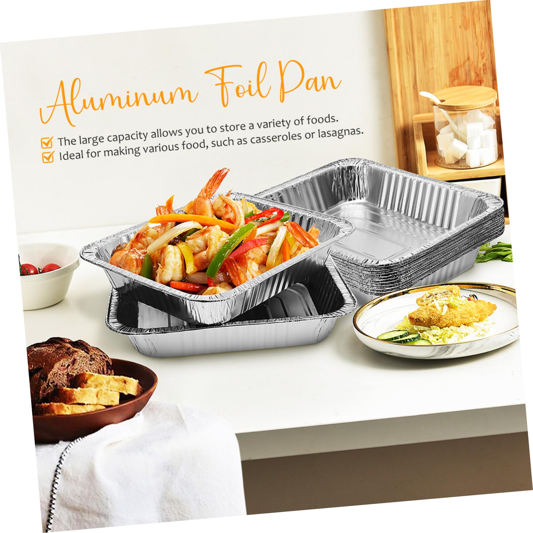Bandejas de Aluminio para Asar Fondo Profundo 10 Unidades Aluminio Resistente Alta Temperatura Uso Doméstico y Catering Desechables para Hornear Cocinar y Almacenar Alimentos