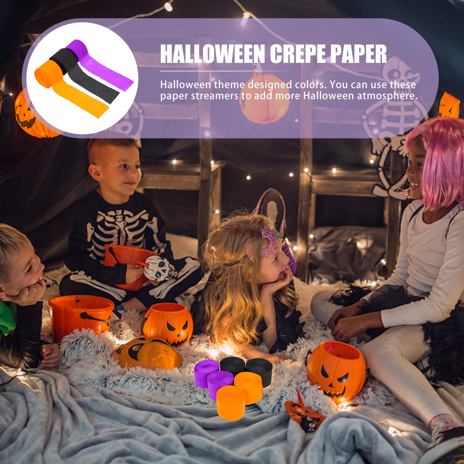 SHINEOFI 30rollos Serpentinas Crepé Para Halloween Decoración Colgante Temáticos Naranja Negro Para Manualidades y