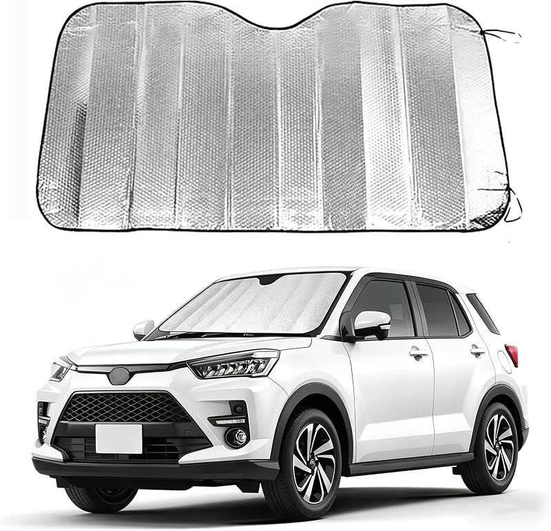 Car Windshield Sun Shade, Double Thickening Bubble Sun Shade, Foldable Front Window Sunshade with Suction Cups, UV-Blocking Sun Visor, Keeps Vehicle Cool for Most Cars SUVs (55"x27.5")