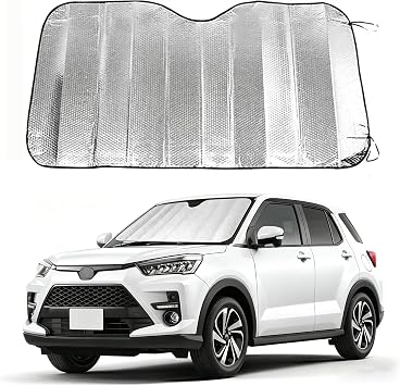 Car Windshield Sun Shade, Double Thickening Bubble Sun Shade, Foldable Front Window Sunshade with Suction Cups, UV-Blocking Sun Visor, Keeps Vehicle Cool for Most Cars SUVs 55"x27.5"